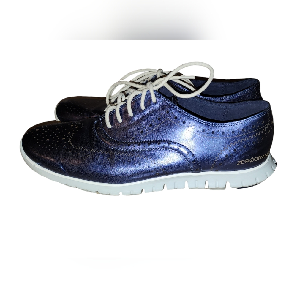 Cole Haan Grand OS Zero Grand Wingtip Blue Leather H15-BT W01556 Womens Size 9B